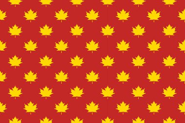 Kahverengi arka planda sarı akçaağaç yaprakları var. Yüzeye uygulama şablonu