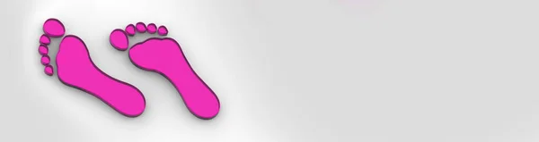 Два Фиолетовых Стеклянных Босых Следа Следы Босых Ног Крупным Планом — стоковое фото