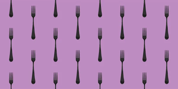 Seamless Pattern Fork Top View Pastel Fiolet Purpur Background Template — Stock Fotó