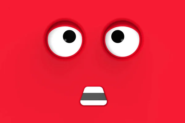 Червоне Обличчя Милого Персонажа Миле Обличчя Дурне Обличчя Емоції Сюрприз — стокове фото