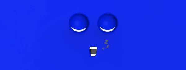 Синее Лицо Спящего Милого Персонажа Симпатичное Лицо Расслабление Спать Отдыхать — стоковое фото