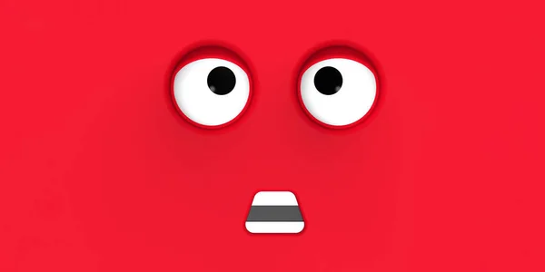 Red Face Cute Character Cute Face Stupid Face Emotion Surprise — стоковое фото