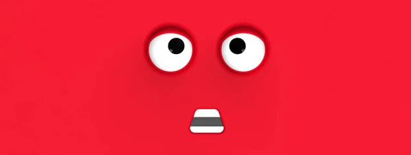 Червоне Обличчя Милого Персонажа Миле Обличчя Дурне Обличчя Емоції Сюрприз — стокове фото