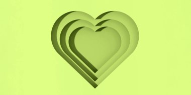 Gölgeli pembe kalpler. Gölgeli kalp şeklinde oyuklar. Sevgililer Günü. Yatay görüntü. Bölgeye yerleştirme pankartı. Metin koşu alanı için yer. 3 boyutlu görüntü. 3d oluşturma.