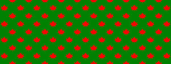 Pattern Red Maple Leaves Green Background Template Application Surface Banner — 스톡 사진