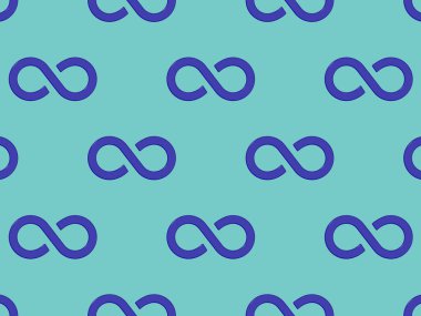 Desen. Sonsuzluk işareti mavi, pastel yeşil arka planda izole edilmiş. Sonsuzluğun sembolü. 3 boyutlu görüntü. 3d oluşturma