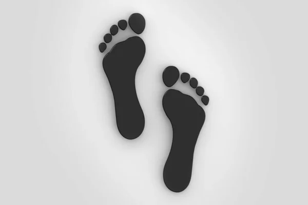 Footprint Man White Background Black Trail Concept Moving Forward Rendering — Zdjęcie stockowe