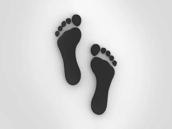 Footprint Man White Background Black Trail Concept Moving Forward Rendering — 图库照片