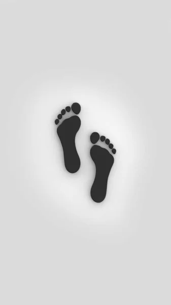 Footprint Man White Background Black Trail Concept Moving Forward Vertical — 스톡 사진