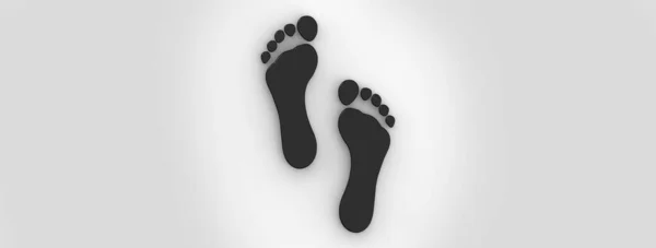 Footprint Man White Background Black Trail Concept Moving Forward Banner — Stockfoto
