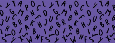 template with the image of keyboard symbols. set of letters. Surface template. Fiolet background. Banner for insertion into site.