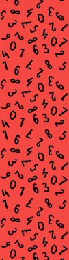 template with the image of keyboard symbols. a set of numbers. Surface template. Red background. Vertical banner for insertion into site.