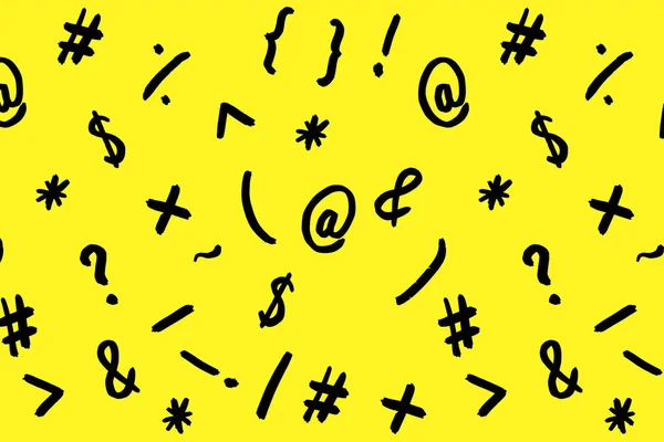 Pattern Image Keyboard Symbols Punctuation Marks Template Applying Surface Yellow — ストック写真