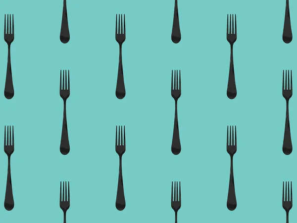 Pattern Fork Top View Pastel Green Blue Background Template Applying — Foto Stock