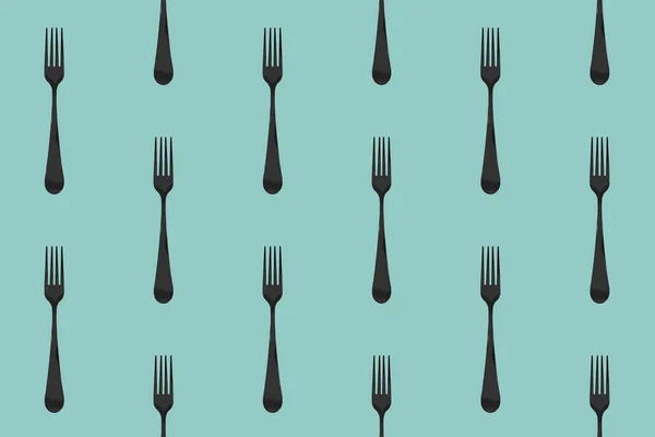 Pattern Fork Top View Pastel Green Blue Background Template Applying — Stockfoto