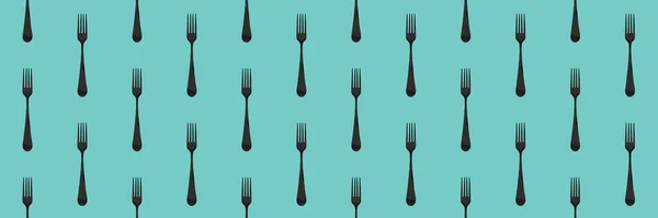 Pattern Fork Top View Pastel Green Blue Background Template Applying — Stock Photo, Image