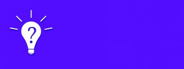 White light bulb with shadow on yellow background. Illustration of symbol of lack of idea. Question mark. Banner for insertion into site. Place for text cope space. 3D image. 3D rendering.