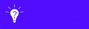 White light bulb with shadow on yellow background. Illustration of symbol of lack of idea. Question mark. Banner for insertion into site. Place for text cope space. 3D image. 3D rendering.