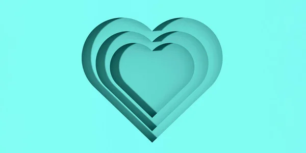 blue hearts with shadows. heart-shaped grooves with shadows. Valentine\'s Day. Banner for insertion into site. Place for text cope space. 3D image. 3d rendering.