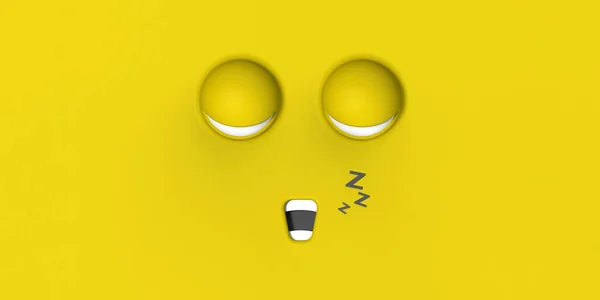 Yellow Face Sleeping Cute Character Cute Face Relaxation Sleep Rest — Stockfoto
