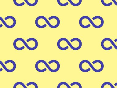 pattern. Infinity sign is blue, isolated on yellow background. Symbol of infinity. 3D image. 3d rendering