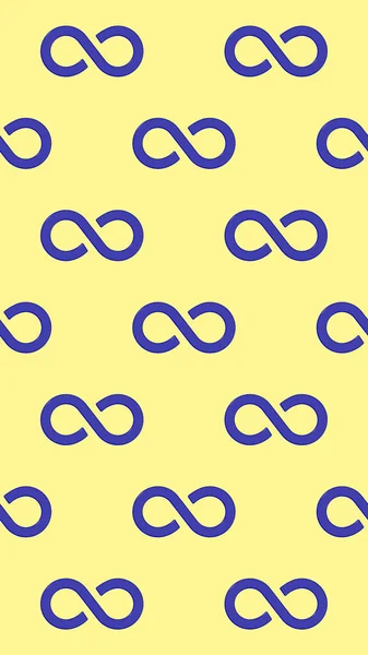 Pattern Infinity Sign Blue Isolated Yellow Background Symbol Infinity Vertical — Stock Photo, Image