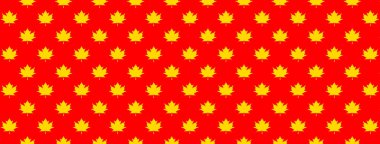 pattern of yellow maple leaves on a red background. template for application to the surface. Banner for insertion into site.