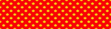 pattern of yellow maple leaves on a red background. template for application to the surface. Banner for insertion into site.