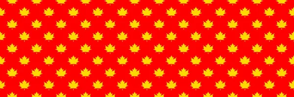 Pattern Yellow Maple Leaves Red Background Template Application Surface Banner — Fotografia de Stock