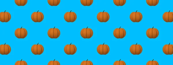 Pattern Pumpkin Images Blue Background Template Overlaying Surface Hellowing Symbol — Stockfoto