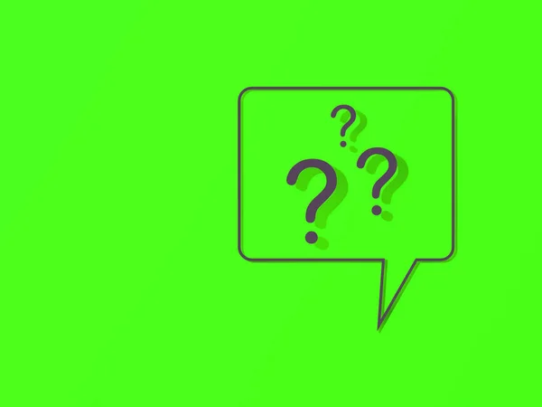 Question Mark Shadow Green Background Image Rendering — Stok fotoğraf