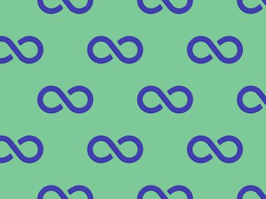 Desen. Sonsuzluk işareti mavi, yeşil arka planda izole edilmiş. Sonsuzluğun sembolü. 3 boyutlu görüntü. 3d oluşturma