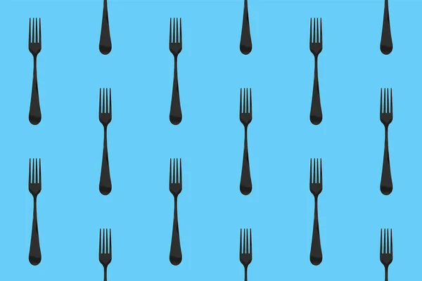 Pattern Fork Top View Pastel Blue Background Template Applying Surface — Stock Photo, Image