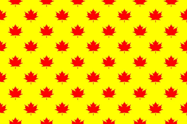 Pattern Red Maple Leaves Yellow Background Template Application Surface Horizontal — Stock Photo, Image