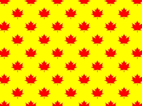 Muster Roter Ahornblätter Auf Gelbem Hintergrund Vorlage Für Die Anwendung — Stockfoto