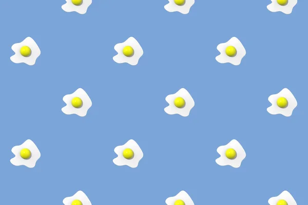 Vzor Obrázek Kuřecího Vejce Pastelově Modrém Pozadí Vejce Kulatým Žloutkem — Stock fotografie