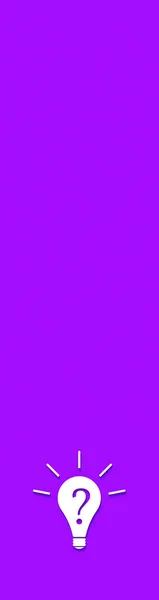 紫色の背景に影のある白い電球 アイデアの欠如のシンボルのイラスト 質問票 サイトへの挿入のための垂直バナー テキストスコープスペース用の場所 3D画像 3Dレンダリング — ストック写真