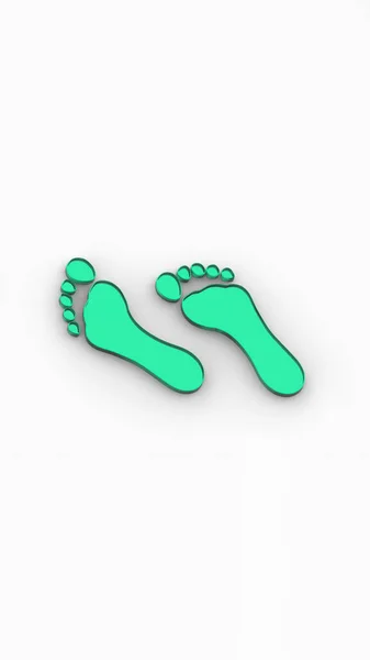 两只绿色的杯子 没有脚印 赤脚走近 垂直图像 3D图像 3D渲染 — 图库照片