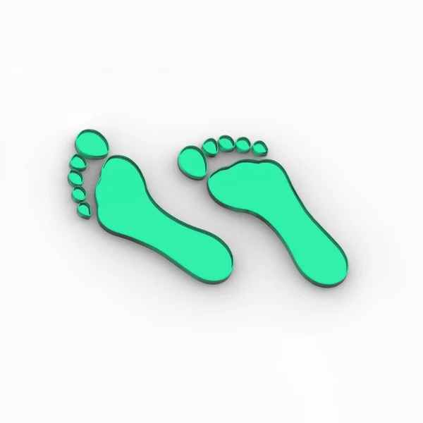 两只绿色的杯子 没有脚印 赤脚走近 正方形图像 3D图像 3D渲染 — 图库照片