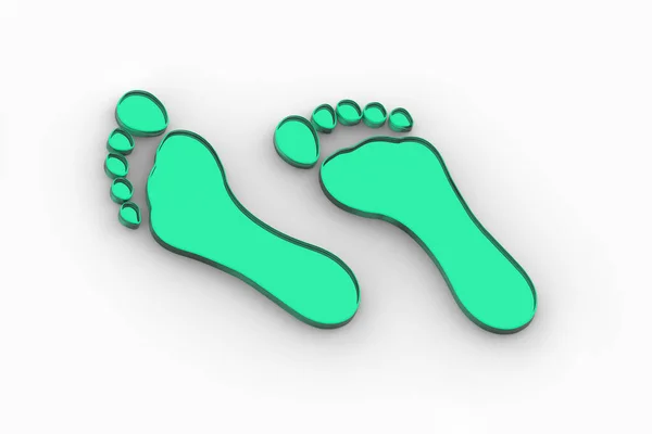 Zwei Nackte Fußabdrücke Aus Grünem Glas Nackten Fußabdruck Aus Nächster — Stockfoto