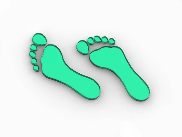 Yeşil Cam Çıplak Ayak Izi Çıplak Ayak Izleri Yatay Görüntü — Stok fotoğraf