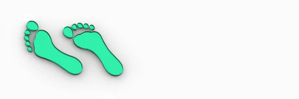 Два Зеленых Стеклянных Босых Следа Отпечаток Босых Ног Горизонтальное Изображение — стоковое фото