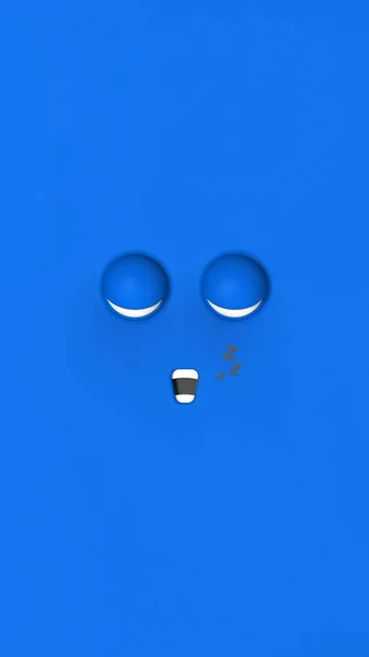 Blue Face Sleeping Cute Character Cute Face Relaxation Sleep Rest — 图库照片