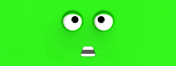 Green Face Cute Character Cute Face Stupid Face Emotion Surprise — Stock Photo, Image