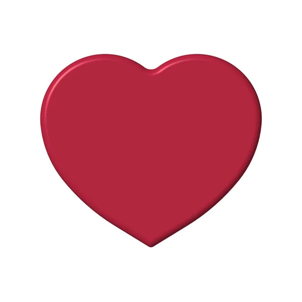 Coração Vermelho Isolado Fundo Branco Modelo Pasta Brilho Iluminação Dia — Fotografia de Stock