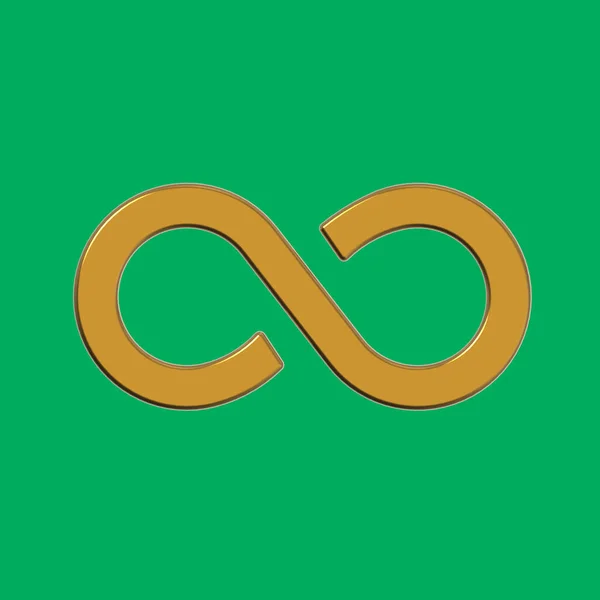 Znak Nieskończoności Jest Złoty Odizolowany Zielonym Tle Symbol Nieskończoności Kwadratowy — Zdjęcie stockowe