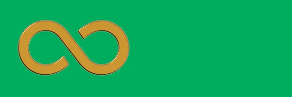 Znak Nieskończoności Jest Złoty Odizolowany Zielonym Tle Symbol Nieskończoności Poziomy — Zdjęcie stockowe