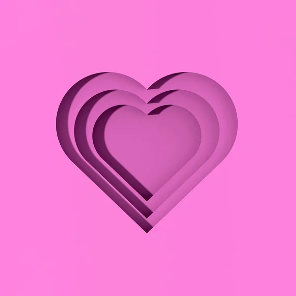 Różowe Serca Cieniami Rowki Kształcie Serca Cieniami Walentynki Kwadratowy Obraz — Zdjęcie stockowe