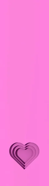 Розовые Сердца Тенями Сердечные Борозды Тенями День Святого Валентина Вертикальный — стоковое фото