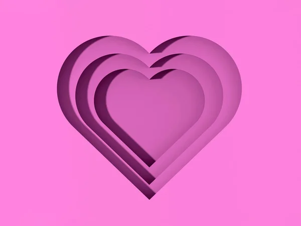 Pink Hearts Shadows Heart Shaped Grooves Shadows Valentine Day Horizontal — Fotografia de Stock